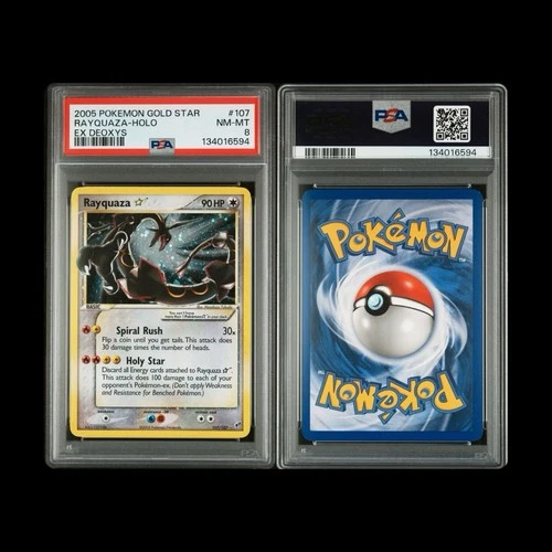 PSA 8 Rayquaza Gold Star 107/107 2005 Pokemon Ex Deoxys Partial Swirl