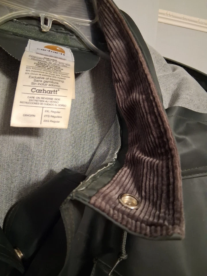 Carhartt C64GRN Surrey Rain Coat Mens PVC Waterproof Hood 2XL - Image 4 of 4