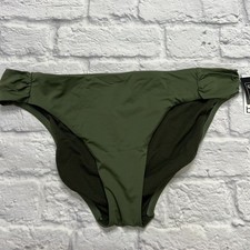 Bar III OLIVE Green Cabo Solids Side-Shirred Hipster Bikini Swim Bottom XL New