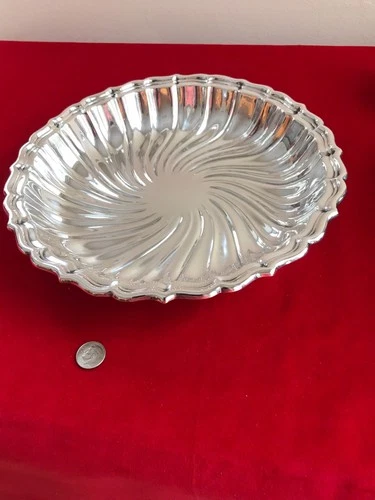 Large 1965 Gorham Sterling Silver Swirl-Design Bowl, 9 1/2 inches, 392 grams
