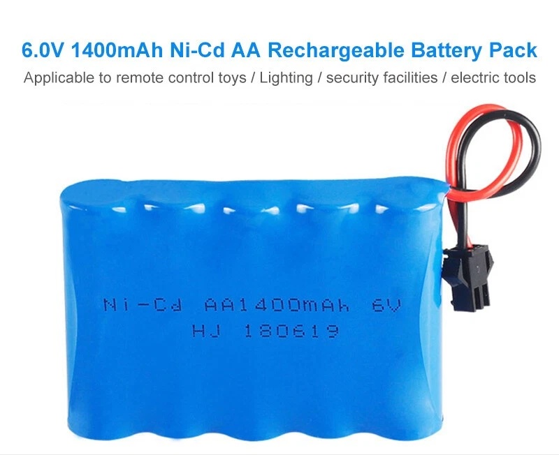 2x 6V 1400mAh Ni-Cd AA Akkupack Wiederaufladbar für RC Auto Spielzeug SM-2P Stecker - Bild 3 von 4