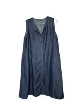 J Jill Sleeveless Shirtdress Womens Size 2X Blue Chambray Lyocell Linen Blend