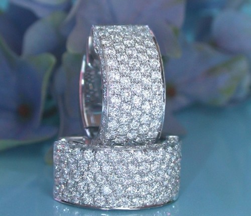 2.20 Ct Round-Cut VS1/G Lab Grown Diamond Hoop Huggie Earrings 14K White Gold - Picture 4 of 8