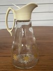 Glass Vintage Log Cabin Syrup Pitcher Dispenser Atomic Gold Startburst 7" — photo 3