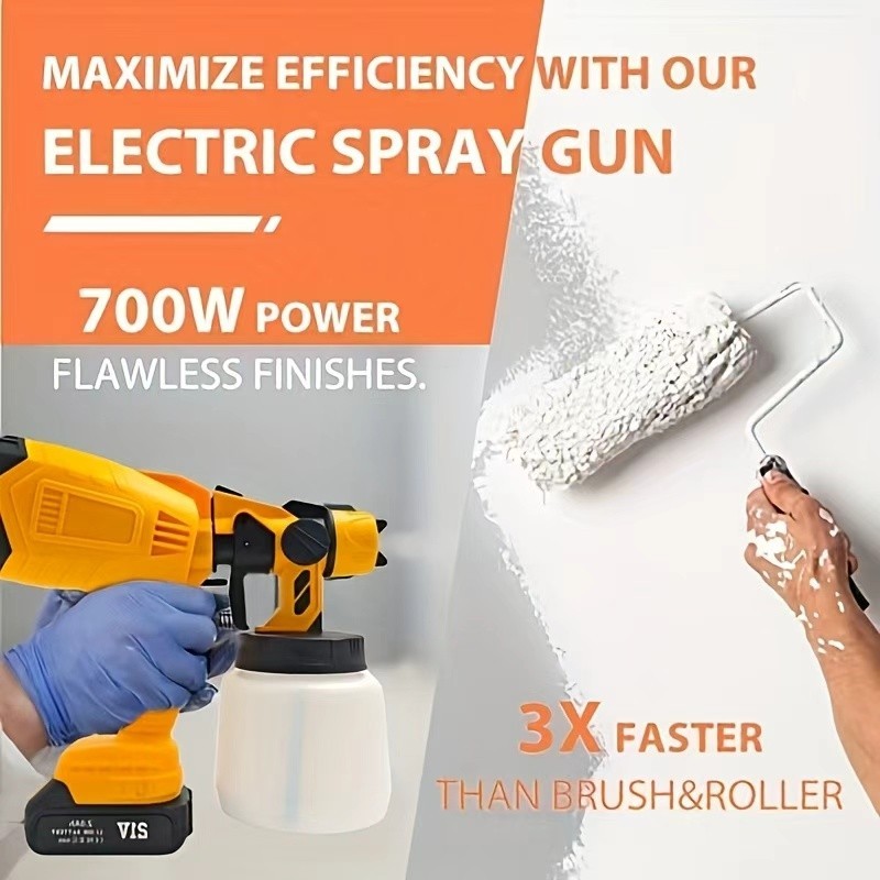 21V Cordless Electric Paint Sprayer - HVLP Brushless Adjustable Spray,1000ml,a