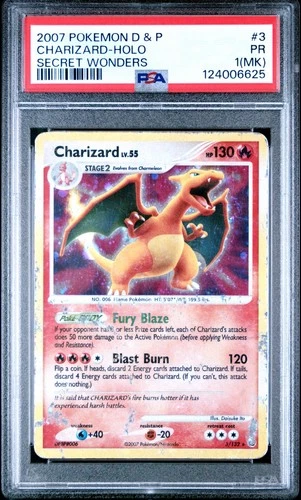 PSA 1 MK Pokemon Charizard 3/132 Secret Wonders Holo Rare BLEED ERROR