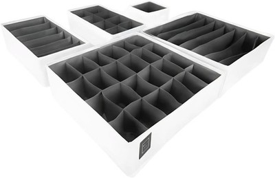5er Set Schubladen Organizer Trennwand Weiß Anthrazit Schubladenteiler Kleidung