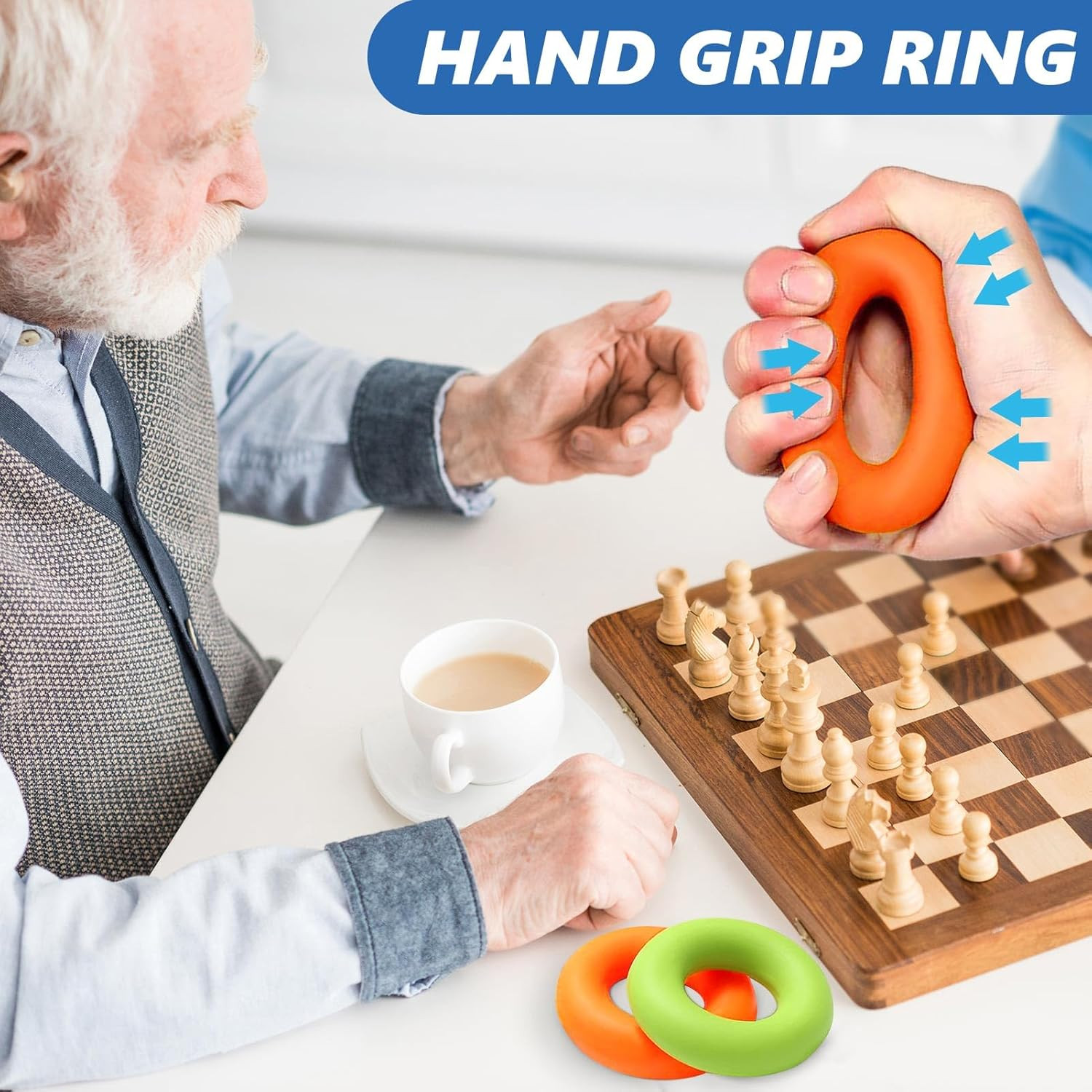 Grip Strength Trainer (8 Pack), Forearm Strengthener, Stress Balls for Adults, H