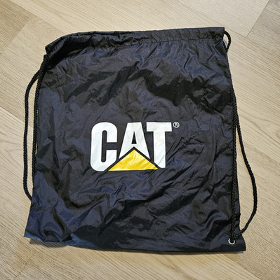 CAT Caterpillar Black Small Drawstring Gym Sack Backpack Logo Lightweight 