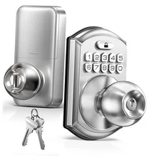  Keyless Entry Keypad Door Lock with Handle, Electronic Digital Satin Nickel