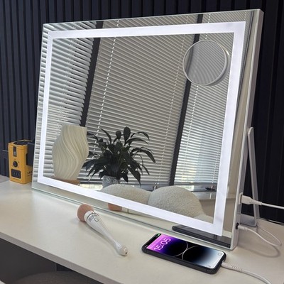 LED Makeup Mirror,Vanity Mirror with lights,Touch Control,Type-C Charging,22X18''