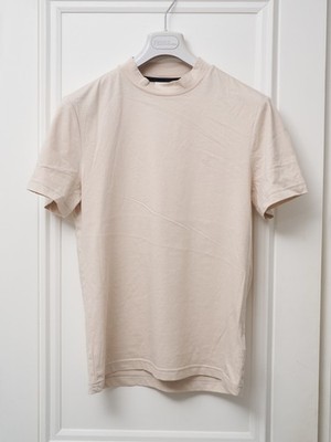 Calvin Klein CK sandbeige T-Shirt Größe Medium angedeuteter Rollkragen 100 % Baumwolle neu mit Etikett