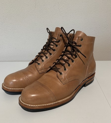 #ad Truman Boot Co. Tan Leather Cap Toe Boots Size 12D Dainite Sole $300.00