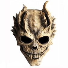 Skull Mask, Full Head Skeleton Mask for Men, Women, Deluxe Latex Helmet, Scar...