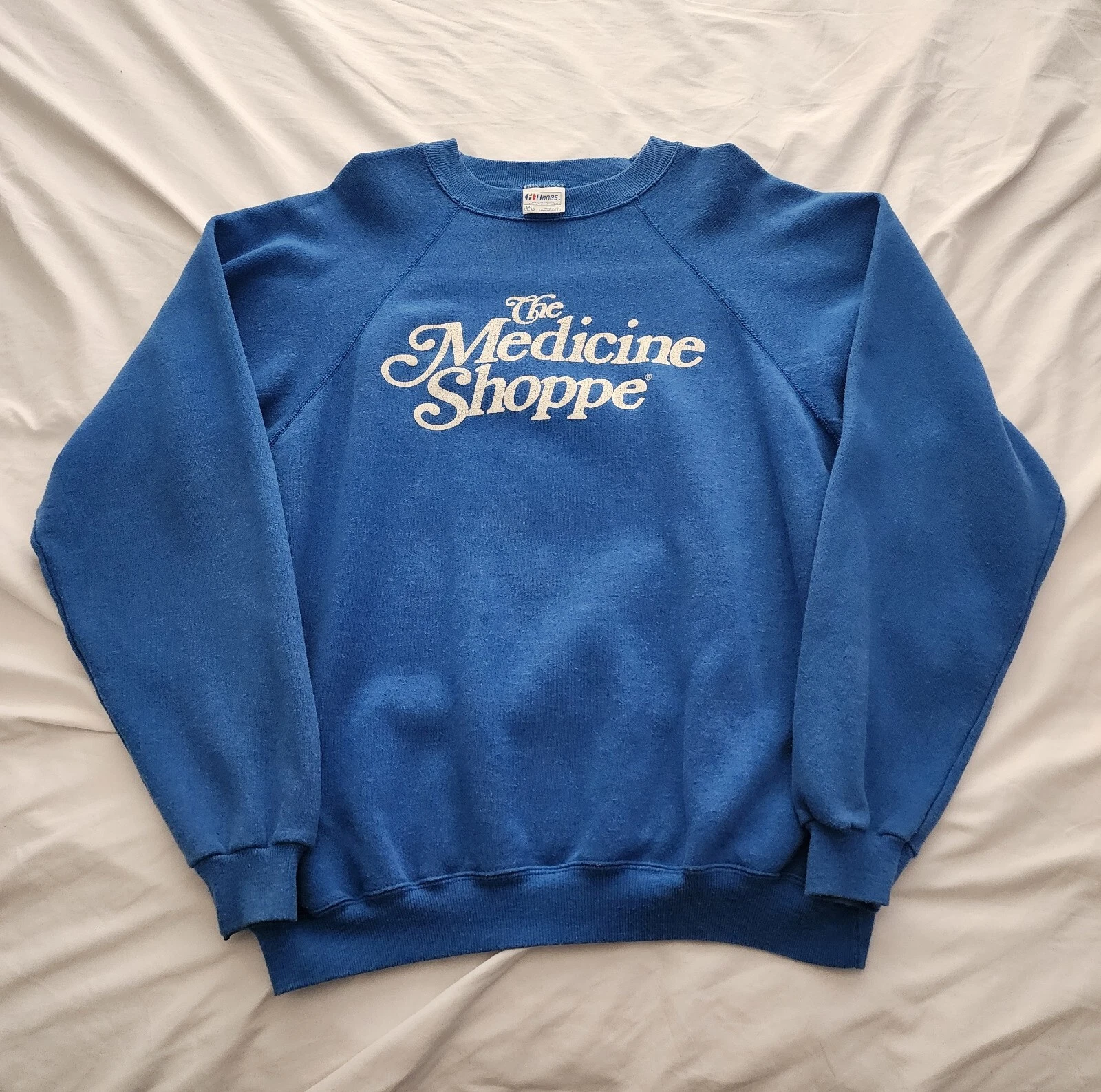 Pull vintage Medicine Shoppe années 70 80 90 craquelé graphique délavé palais suprême