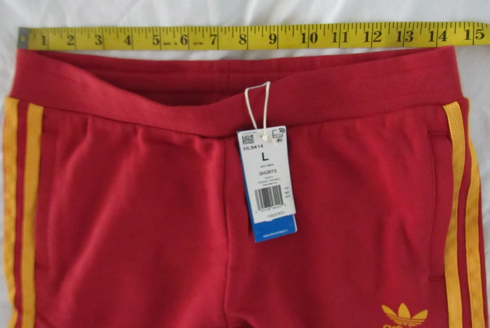 Pantalones Cortos Adidas Originales Trefoil Essentials Jóvenes Niños Talla L 13-14 Rojo/Amarillo Foto 4 de 4