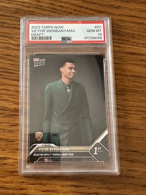 PSA 10 VICTOR WEMBANYAMA 2023 TOPPS NOW DRAFT #D1 1ST ROOKIE CARD