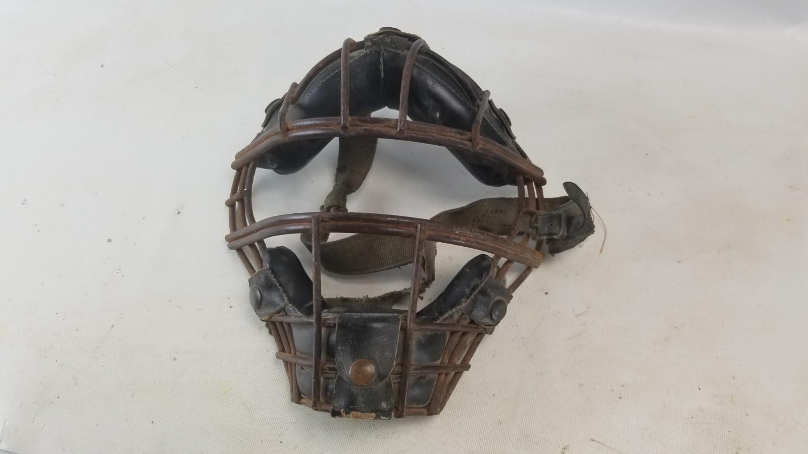Vintage 1940's-50's Steel & Leather Catcher's Mask, Antique Baseball Equipment