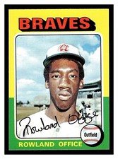 1975 TOPPS MINI BASEBALL ROWLAND OFFICE #262 ROOKIE CARD BRAVES HIGH GRADE. rookie card picture