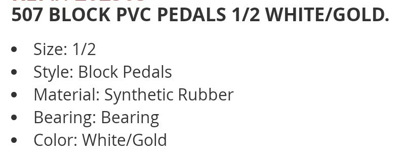 NUEVO BLOQUE PEDALES BICICLETA, 1/2" BLANCO Y DORADO, BMX, CRUCERO   Foto 2 de 2