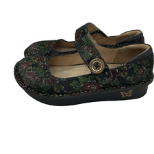 Alegria women's shoes PG Lite Mary Jane, Deep Green and Burgundy floral Size 6.5