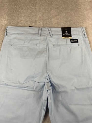 Ben Sherman mens light blue straight fit stretch pants size 34x30 - Picture 10 of 11
