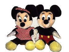 Lot 2 Peluches Minnie Mickey Plush VINTAGE DISNEYLAND env 40 Cm