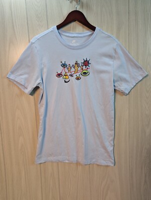 Nike T-Shirt Mens Small Blue Alien Eyes Graphic Swoosh