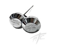 HAYABUSA CHROME KANJI ENGRAVED SMOOTH ROUND REAR AXLE CAPS 99-22 SUZUKI HAYABUSA