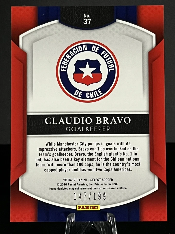 2016-17 Select Claudio Bravo Red Prizm # 147/199 Terrace 2017 Chile #37 - Image 2 of 2