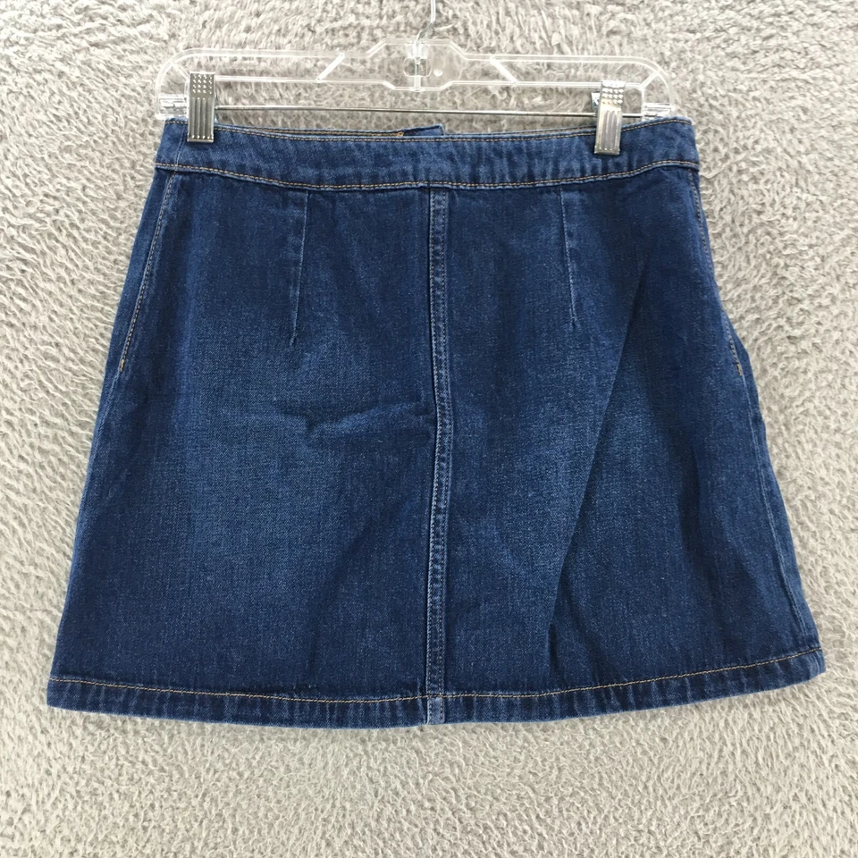 Falda Divided By H&M Línea A Mujer 8 Azul Medio Lavado Denim Botón Delantero Informal Foto 4 de 4