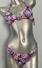 Victoria's Secret Swim Bikini Set 2 Piece Triangle Top Brazilian Bottom Bling VS