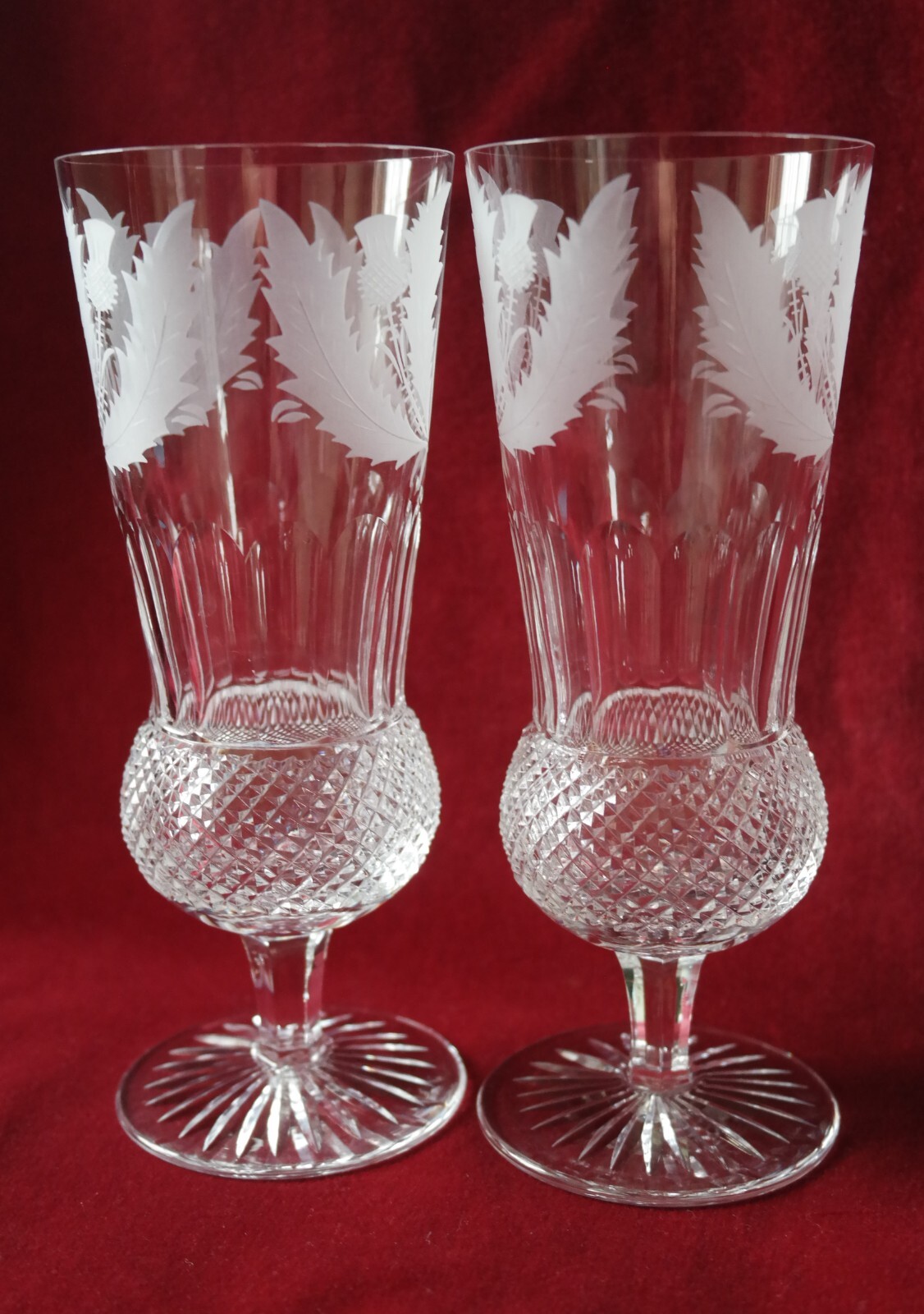 Edinburgh Crystal Thistle Pattern Two Champagne Flute Glasses eBay