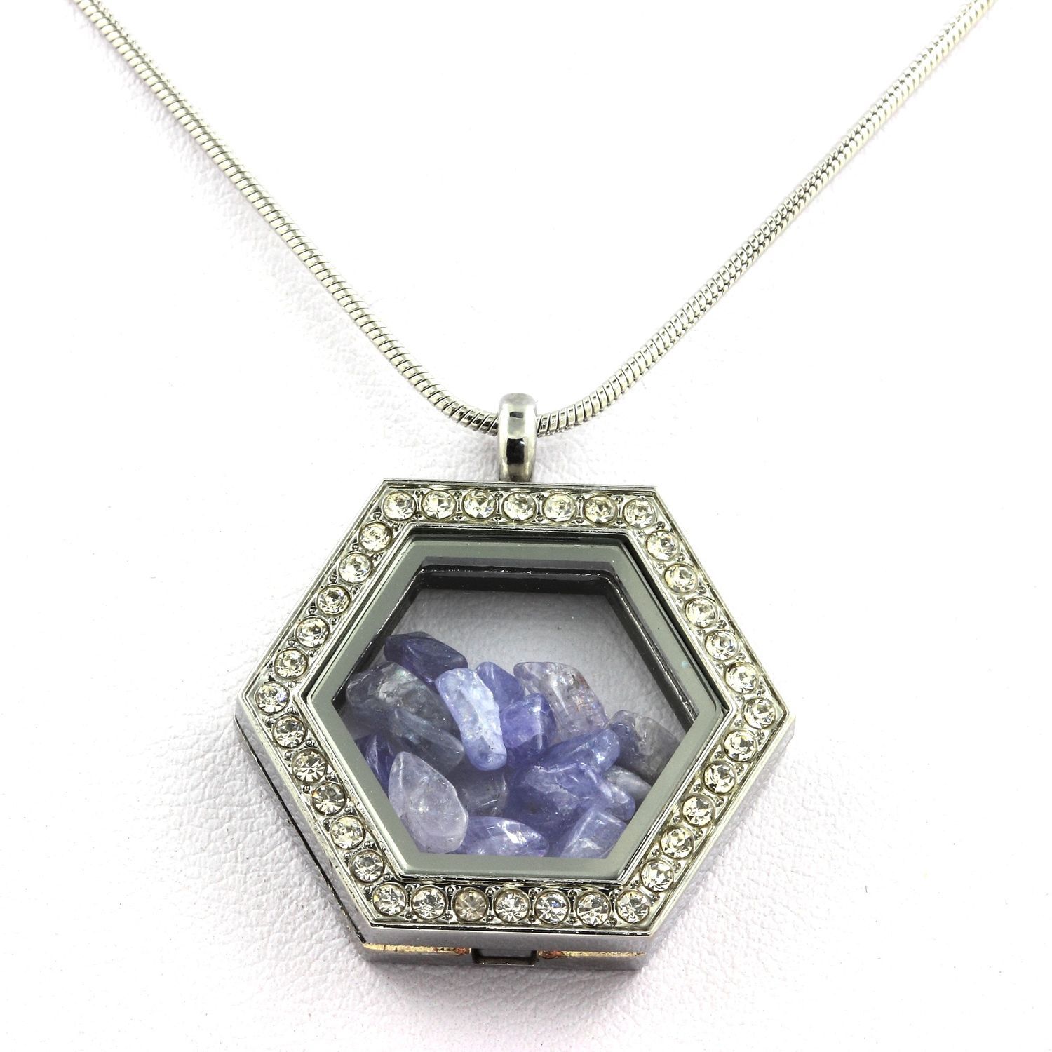 Collier tanzanite brute Hexagone en argent 925 massif pour femme