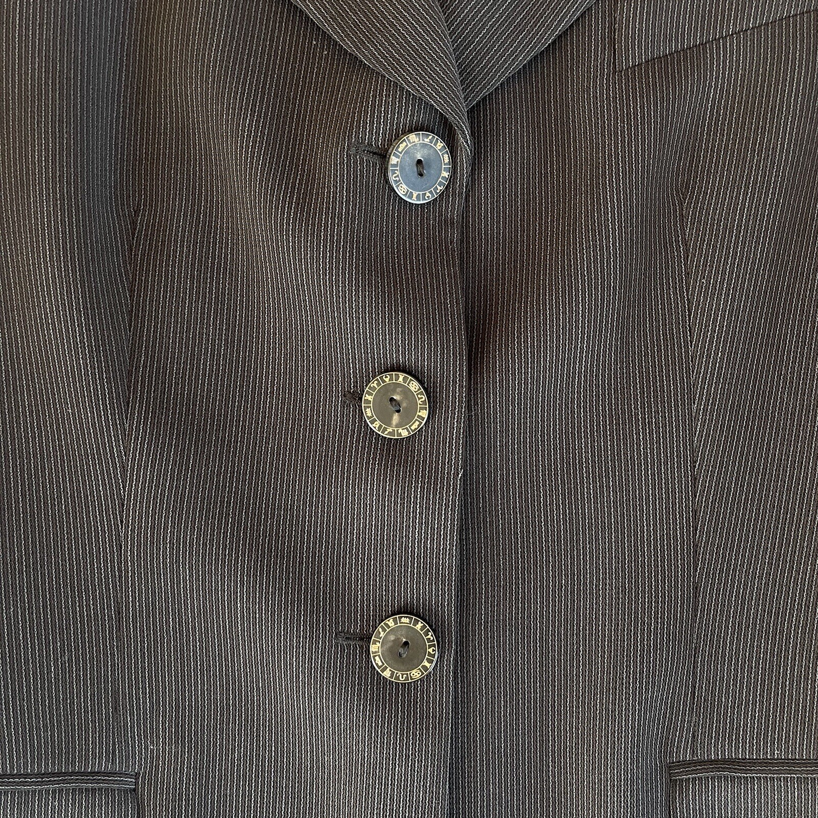 ESCADA ELEMENTS Wool Striped Blazer Jacket Brown … - image 10