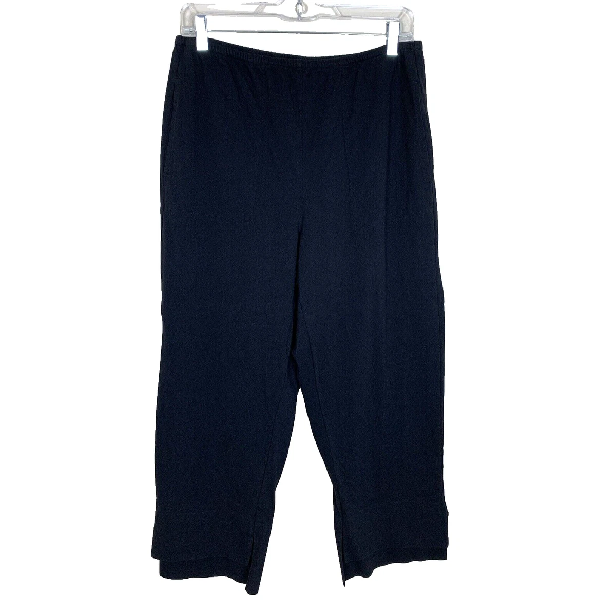 Pantalon Lin Habitat Capri Bleu Floral Taille M - Occasion Très Bon état