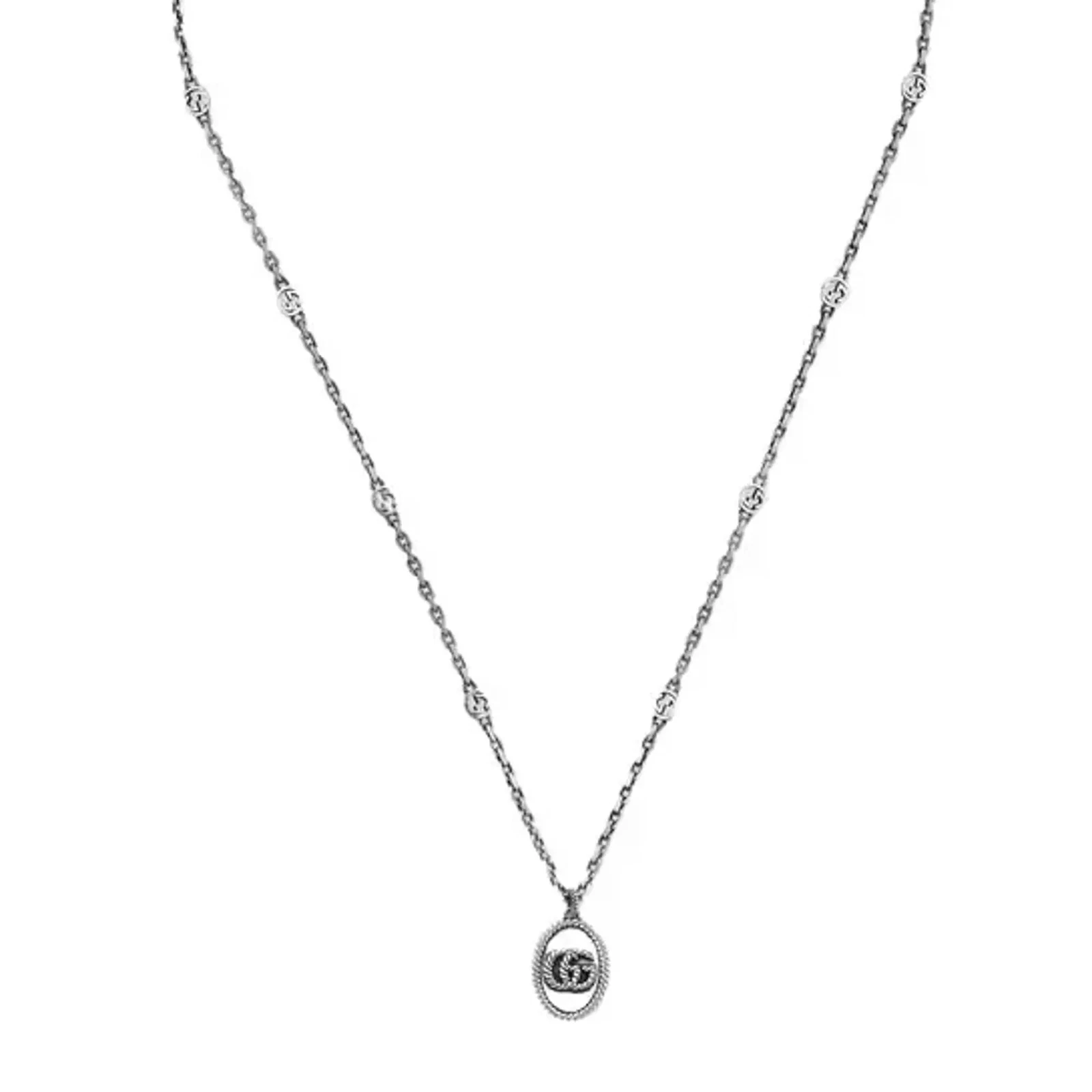 Collana Ciondolo Gucci Doppia G Argento Sterling 925 27 Pollici