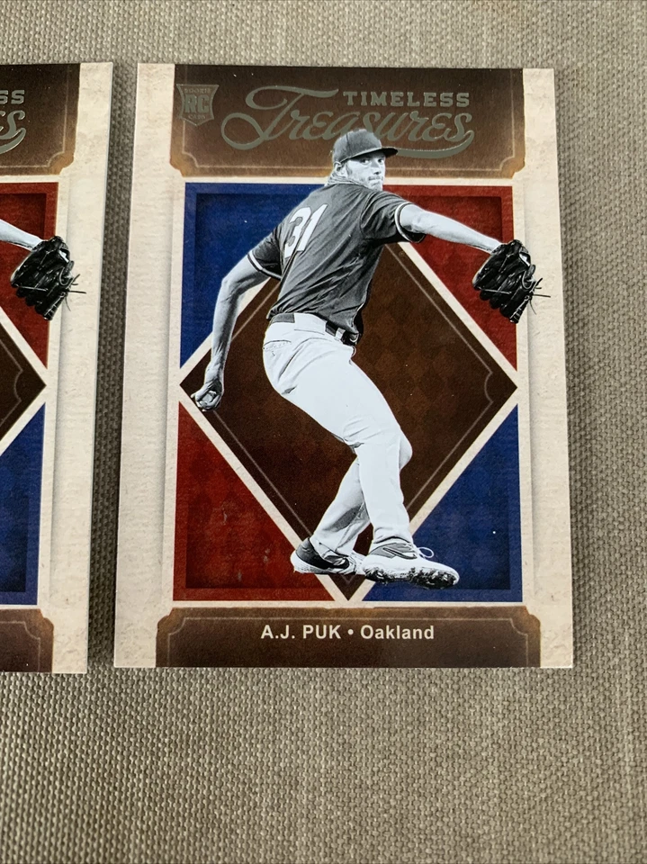 2020 Timeless Treasures #9 A.J. Puk Oakland A's RC Rookie Athletics lot Of 2 - Image 3 of 4