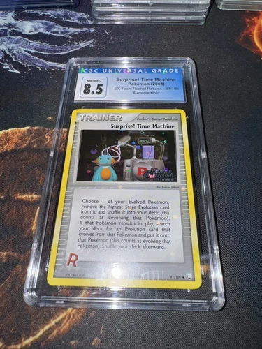 EX Team Rocket Returns Surprise! Time Machine Reverse Holo 91/109 PSA 9 CGC 8.5