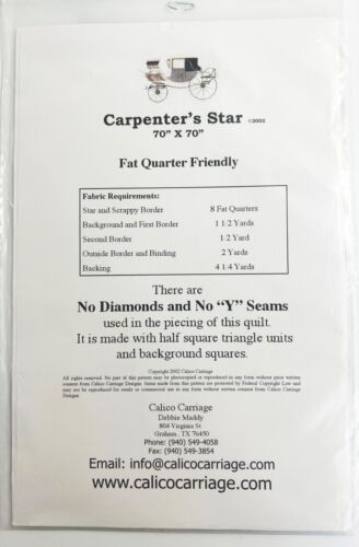Carpenter's Star Quilt Pattern by Calico Carriage Fat Quarter Friendly - Picture 2 of 3