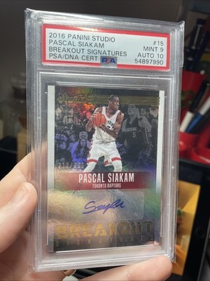 2016 Panini Studio Pascal Siakam Breakout Signatures #15 212/299 PSA 9, Auto 10!