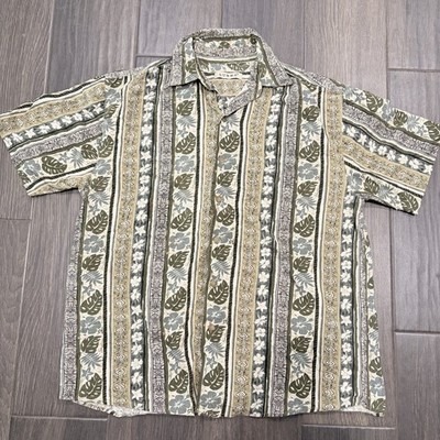 Vintage 90s  Summa 100% Silk Short Sleeve Button Shirt Medium Single Stitch