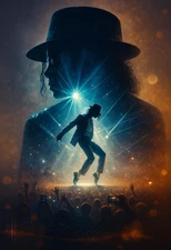 Michael Jackson Moonwalk – Teal & Amber Concert Glow Poster | 13x19 Art Print