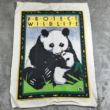 Vintage World Wildlife Fund Tea Towel Protect Wildlife Panda WWF 90d