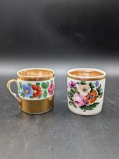 2x antike Kaffeetasse Prunktasse alt Biedermeier Handmalerei Porzellan Gold