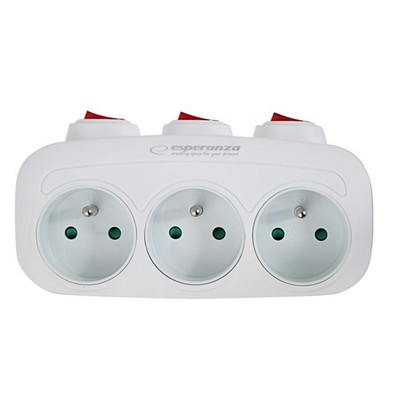 5901299962275 Esperanza ELK307W Electrical Splitter 3 sockets switch White Esper
