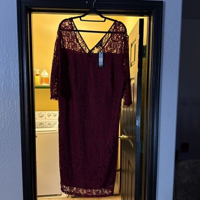 Chicwe Women s Guipure Lace Cocktail Party Dress Red Size 3X NWT
