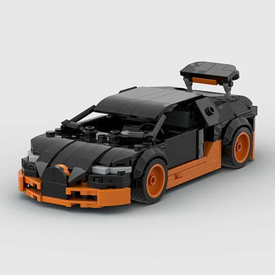Brick Works Black Bugatti Veyron MOC LEGO Building Bricks Racing Sports Car