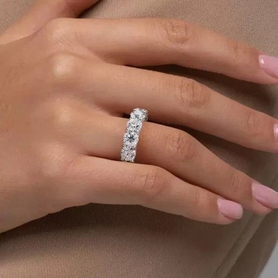 3.00Ct Round Cut Natural Diamond Wedding Eternity Band Solid 950 Platinum 5 6 7