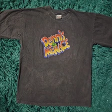 Vintage Dennis The Menace Cartoon Graphic Tee 90s Black Murina Tag USA L 21x28